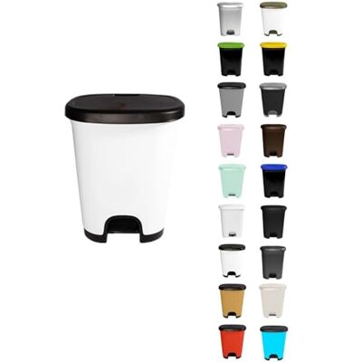 Jardin202 Poubelle en plastique moderne Ouverture à pédale Poubelle de recyclage 50 litres (Noir Blanc) - Publicité Jardin202 Poubelle en plastique moderne Ouverture à pédale Poubelle de recyclage 50 litres (Noir Blanc) - Publicité