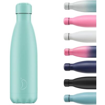 Chilly's - Bouteille d'eau en acier inoxydable - Vert pastel - Publicité Chilly's - Bouteille d'eau en acier inoxydable - Vert pastel - Publicité