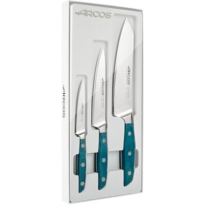 Arcos Jeu de Couteaux de Cuisine. 3 Pièces en Acier Inoxydable Forgé. Manche Micarta Bleu. Série Brooklyn. Couleur Bleu - Publicité Arcos Jeu de Couteaux de Cuisine. 3 Pièces en Acier Inoxydable Forgé. Manche Micarta Bleu. Série Brooklyn. Couleur Bleu - Publicité