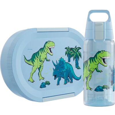 Sigg LUMO Kids Set Dinosaurs Gourde Viva One pour enfant 0,5 l et boîte à déjeuner LUMO Kids 0,8 l Passe au micro-ondes et au lave-vaisselle Sans BPA Légère Pour l'école, la crèche et les - Publicité Sigg LUMO Kids Set Dinosaurs Gourde Viva One pour enfant 0,5 l et boîte à déjeuner LUMO Kids 0,8 l Passe au micro-ondes et au lave-vaisselle Sans BPA Légère Pour l'école, la crèche et les - Publicité