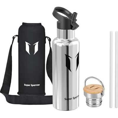 Super Sparrow Sparrow Gourde Isotherme 750ml Bouteille Sport Gourdes INOX avec Paille - Publicité Super Sparrow Sparrow Gourde Isotherme 750ml Bouteille Sport Gourdes INOX avec Paille - Publicité