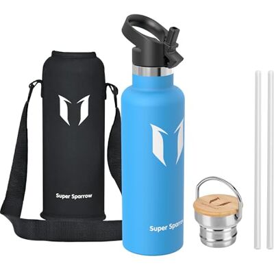 Super Sparrow Sparrow Gourde Isotherme 750ml Bouteille Sport Gourdes INOX avec Paille - Publicité Super Sparrow Sparrow Gourde Isotherme 750ml Bouteille Sport Gourdes INOX avec Paille - Publicité