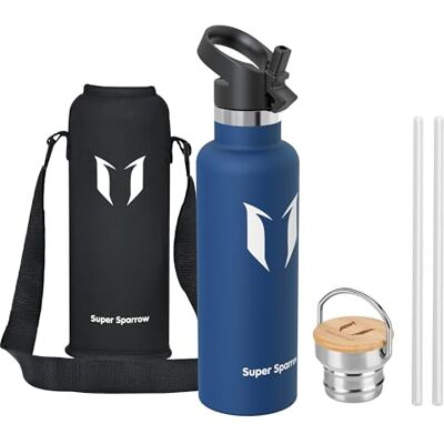 Super Sparrow Sparrow Gourde Isotherme 750ml Bouteille Sport Gourdes INOX avec Paille - Publicité Super Sparrow Sparrow Gourde Isotherme 750ml Bouteille Sport Gourdes INOX avec Paille - Publicité