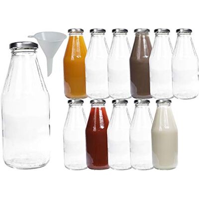 MIKKEN 12 Bouteilles en Verre 500ml Bouchons Argentés - Bouteille avec Entonnoir - Publicité MIKKEN 12 Bouteilles en Verre 500ml Bouchons Argentés - Bouteille avec Entonnoir - Publicité