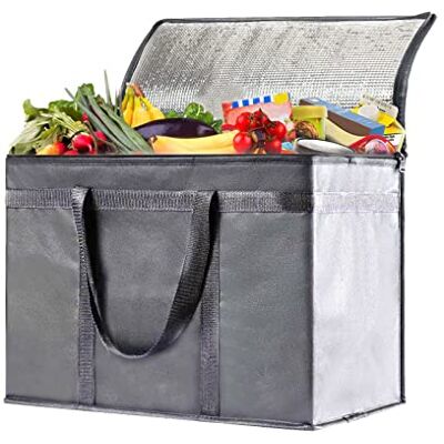 Generic Grand sac isotherme de 30 L pour livraison de nourriture, sac isotherme pour pique-nique, boîte à déjeuner pliable (gris) - Publicité Generic Grand sac isotherme de 30 L pour livraison de nourriture, sac isotherme pour pique-nique, boîte à déjeuner pliable (gris) - Publicité