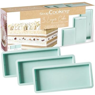 ScrapCooking 3 Moules à Layer Cake Rectangulaires Pour Bûches de Noël & Cakes Silicone 25 x 10 cm Gâteau à Étages, Rainbow Cakes, Gâteaux Anniversaire Pâtisserie Professionnel 2976 - Publicité ScrapCooking 3 Moules à Layer Cake Rectangulaires Pour Bûches de Noël & Cakes Silicone 25 x 10 cm Gâteau à Étages, Rainbow Cakes, Gâteaux Anniversaire Pâtisserie Professionnel 2976 - Publicité