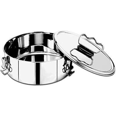 Alongen Moule à flan en acier inoxydable Avec couvercle et poignée 1,5 QT Portable Rond Ustensiles de cuisine polyvalents pour gâteaux au chocolat, cupcake pudding - Publicité Alongen Moule à flan en acier inoxydable Avec couvercle et poignée 1,5 QT Portable Rond Ustensiles de cuisine polyvalents pour gâteaux au chocolat, cupcake pudding - Publicité