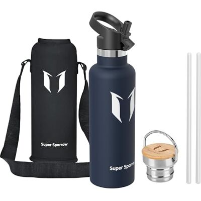 Super Sparrow Sparrow Gourde Isotherme 750ml Bouteille Sport Gourdes INOX avec Paille - Publicité Super Sparrow Sparrow Gourde Isotherme 750ml Bouteille Sport Gourdes INOX avec Paille - Publicité