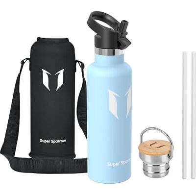 Super Sparrow Sparrow Gourde Isotherme 750ml Bouteille Sport Gourdes INOX avec Paille - Publicité Super Sparrow Sparrow Gourde Isotherme 750ml Bouteille Sport Gourdes INOX avec Paille - Publicité