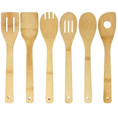 Ensemble d'ustensiles de cuisine en bambou - Écologique et Durable - 6 Pièces - Publicité Ensemble d'ustensiles de cuisine en bambou - Écologique et Durable - 6 Pièces - Publicité