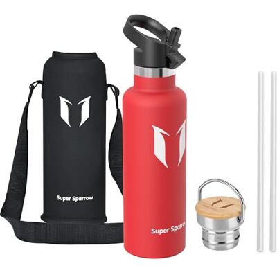 Super Sparrow Sparrow Gourde Isotherme 750ml Bouteille Sport Gourdes INOX avec Paille - Publicité Super Sparrow Sparrow Gourde Isotherme 750ml Bouteille Sport Gourdes INOX avec Paille - Publicité