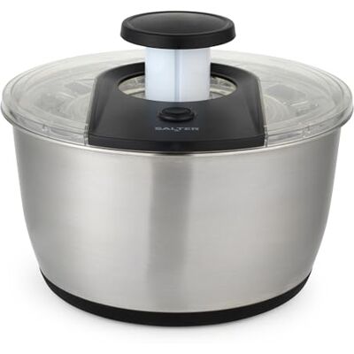 Salter Expert Essoreuse à Salade – 6 Litres, Bol à Double Usage avec Égouttoir, Laver, Sécher & Servir, Essoreuse de Laitue, Pompe Verrouillable pour un Rangement Facile, Base Antidérapante - Publicité Salter Expert Essoreuse à Salade – 6 Litres, Bol à Double Usage avec Égouttoir, Laver, Sécher & Servir, Essoreuse de Laitue, Pompe Verrouillable pour un Rangement Facile, Base Antidérapante - Publicité