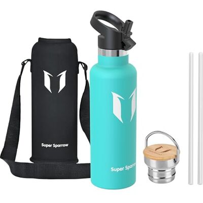 Super Sparrow Sparrow Gourde Isotherme 750ml Bouteille Sport Gourdes INOX avec Paille - Publicité Super Sparrow Sparrow Gourde Isotherme 750ml Bouteille Sport Gourdes INOX avec Paille - Publicité