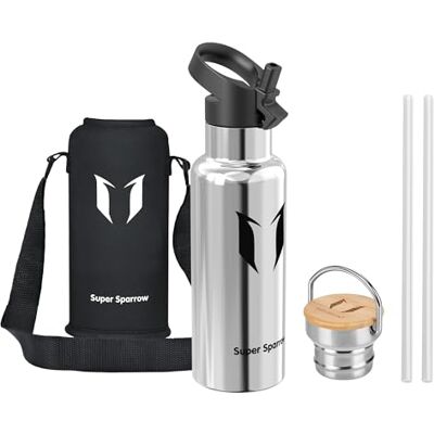 Super Sparrow Sparrow Gourde Isotherme 500ml Gourdes Enfant -Bouteille INOX avec Paille - Publicité Super Sparrow Sparrow Gourde Isotherme 500ml Gourdes Enfant -Bouteille INOX avec Paille - Publicité