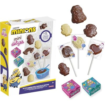 Lansay Mini Délices Chocolat Minions Kit Chocolaterie Dès 5 Ans Confection Gourmande 4 Plaques de Moules, Récipient à Eau Chaude et Cuillère Bâtonnets et Emballages Licence Officielle - Publicité Lansay Mini Délices Chocolat Minions Kit Chocolaterie Dès 5 Ans Confection Gourmande 4 Plaques de Moules, Récipient à Eau Chaude et Cuillère Bâtonnets et Emballages Licence Officielle - Publicité