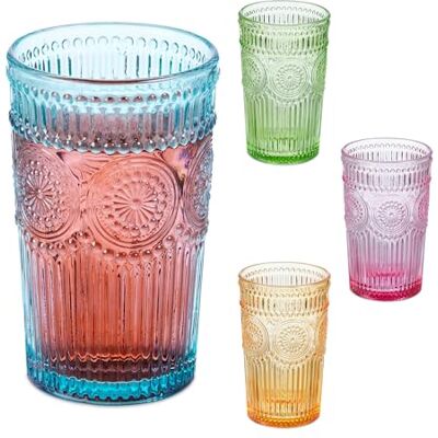 Relaxdays Verre à Boire, en Lot de 4, Convient au Lave-Vaisselle, Design Vintage, capacité : 360 ML, teinté - Publicité Relaxdays Verre à Boire, en Lot de 4, Convient au Lave-Vaisselle, Design Vintage, capacité : 360 ML, teinté - Publicité
