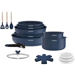 Arthur Martin Batterie de Cuisine 18 Pièces, Poêles 20-22-26 cm, Casseroles 16-18 cm, Sauteuse 24 cm, Wok 28 cm, Couvercles en Verre et Hermétiques, Ustensiles Bois, Bleu - Publicité Arthur Martin Batterie de Cuisine 18 Pièces, Poêles 20-22-26 cm, Casseroles 16-18 cm, Sauteuse 24 cm, Wok 28 cm, Couvercles en Verre et Hermétiques, Ustensiles Bois, Bleu - Publicité