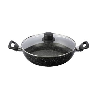 Ballarini Sauteuse VIPITENO, Bords Hauts, 2 Poignées, Couvercle en Verre, diam 28 cm, Ronde, Aluminium, Revêtement Antiadhésif, Noir - Publicité Ballarini Sauteuse VIPITENO, Bords Hauts, 2 Poignées, Couvercle en Verre, diam 28 cm, Ronde, Aluminium, Revêtement Antiadhésif, Noir - Publicité