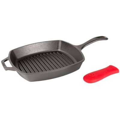 Lodge Poêle grill carrée en fonte naturelle 26cm Sain et sans PFAS Tous feux dont induction, four & BBQ Made in USA - Publicité Lodge Poêle grill carrée en fonte naturelle 26cm Sain et sans PFAS Tous feux dont induction, four & BBQ Made in USA - Publicité