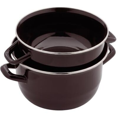 Baumalu Marmite à Moules Ø 24 cm 6 L Acier Émaillé Noir Induction Couvercle à bord inox faisant réceptacle à coquilles vides, acier émaillé qualité lourde, compatible tous feux dont induction - Publicité Baumalu Marmite à Moules Ø 24 cm 6 L Acier Émaillé Noir Induction Couvercle à bord inox faisant réceptacle à coquilles vides, acier émaillé qualité lourde, compatible tous feux dont induction - Publicité
