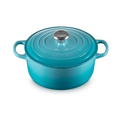 LE CREUSET Signature Enamelled Cast Iron Round Casserole Dish With Lid, 24 cm, 4.2 Litre, Caribbean - Publicité LE CREUSET Signature Enamelled Cast Iron Round Casserole Dish With Lid, 24 cm, 4.2 Litre, Caribbean - Publicité