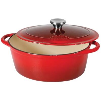 Sitram 717175 Cocotte Ovale en Fonte d’Acier Émaillée 6,5 L (33 cm) – Intérieur Émail Blanc Crème & Extérieur Rouge – Cuisson Mijotée Traditionnelle – Tous Feux Dont Induction et Four - Publicité Sitram 717175 Cocotte Ovale en Fonte d’Acier Émaillée 6,5 L (33 cm) – Intérieur Émail Blanc Crème & Extérieur Rouge – Cuisson Mijotée Traditionnelle – Tous Feux Dont Induction et Four - Publicité