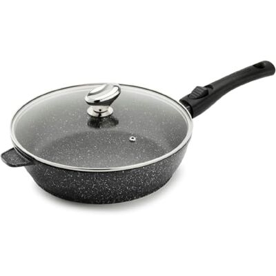 Pradel Excellence e PCUI001008 Sauteuse Ø28 cm avec Couvercle Verre Fonte d’Aluminium Revêtement Antiadhésif façon pierre Manche Amovible Tous Feux Induction, Noir - Publicité Pradel Excellence e PCUI001008 Sauteuse Ø28 cm avec Couvercle Verre Fonte d’Aluminium Revêtement Antiadhésif façon pierre Manche Amovible Tous Feux Induction, Noir - Publicité