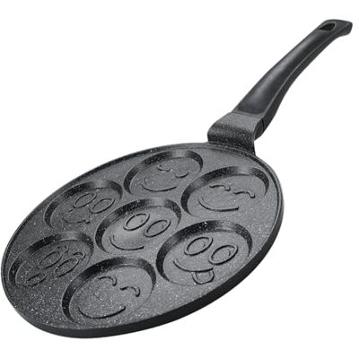 Herzberg , HGCP267SML, Poêle à crêpes et galettes 26 cm avec 7 motifs smiley emoji, Idéale pour Cuisson Saine, Résistante aux Rayures, Facile à Nettoyer, couleur argentée - Publicité Herzberg , HGCP267SML, Poêle à crêpes et galettes 26 cm avec 7 motifs smiley emoji, Idéale pour Cuisson Saine, Résistante aux Rayures, Facile à Nettoyer, couleur argentée - Publicité