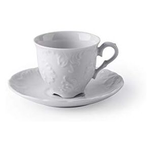 Excelsa Elisa Rococò Lot de 6 tasses à café avec soucoupe, porcelaine - Publicité Excelsa Elisa Rococò Lot de 6 tasses à café avec soucoupe, porcelaine - Publicité