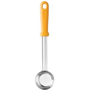HENDI Louche à sauce pour pizza, fond plat, poignée ergonomique, robuste, cuillère doseur à pizza, cuillère de cuisine, capacité : 90ml, 330x72x(H)27mm, acier inoxydable, PP, orange - Publicité HENDI Louche à sauce pour pizza, fond plat, poignée ergonomique, robuste, cuillère doseur à pizza, cuillère de cuisine, capacité : 90ml, 330x72x(H)27mm, acier inoxydable, PP, orange - Publicité