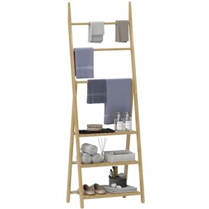 HOMCOM Étagère Salle de Bain en Bambou Pliable 3 Niveaux au Sol étagère à échelle avec Porte-Serviettes, présentoir de Plantes pour Salon, Salle à Manger, Balcon, 53,5x30x153cm, Effet Bois Naturel - Publicité HOMCOM Étagère Salle de Bain en Bambou Pliable 3 Niveaux au Sol étagère à échelle avec Porte-Serviettes, présentoir de Plantes pour Salon, Salle à Manger, Balcon, 53,5x30x153cm, Effet Bois Naturel - Publicité