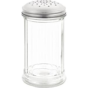 Olympia Sucre verseur 140 x 70 mm multi trous 4 mm en acier inoxydable et récipient en verre - Publicité Olympia Sucre verseur 140 x 70 mm multi trous 4 mm en acier inoxydable et récipient en verre - Publicité