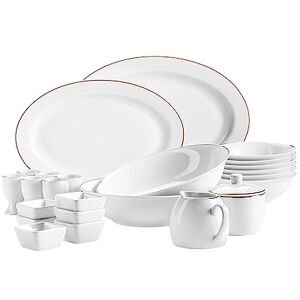 Ensemble de Vaisselle Mäser - Porcelaine, Compatible Lave-Vaisselle & Micro-ondes - 24 Pièces - Publicité Ensemble de Vaisselle Mäser - Porcelaine, Compatible Lave-Vaisselle & Micro-ondes - 24 Pièces - Publicité