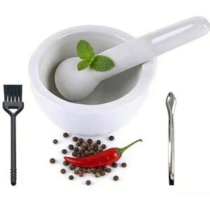 Hibucuo Ensemble de mortier et pilon en céramique de 8,1 cm, petit broyeur de pilules, bols de broyage en porcelaine, ensemble de moulin à épices, bol mélangeur en céramique, comprend une brosse et une - Publicité Hibucuo Ensemble de mortier et pilon en céramique de 8,1 cm, petit broyeur de pilules, bols de broyage en porcelaine, ensemble de moulin à épices, bol mélangeur en céramique, comprend une brosse et une - Publicité