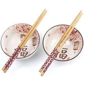 lachineuse Coffret 2 Bols Japonais Fleurs de Cerisier ⌀ 11cm Bols à Riz, Poke Bowl, Petit Déjeuner & Soupe 2 Paires de Baguettes Bol Asiatique Japon Asie Cadeau Vaisselle Japonaise - Publicité lachineuse Coffret 2 Bols Japonais Fleurs de Cerisier ⌀ 11cm Bols à Riz, Poke Bowl, Petit Déjeuner & Soupe 2 Paires de Baguettes Bol Asiatique Japon Asie Cadeau Vaisselle Japonaise - Publicité