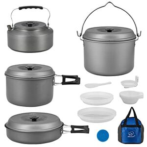 Bulin Set de Cuisine Camping, ustensiles de Camping, casseroles en Aluminium, kit léger avec Couverts, idéal pour Camping, Outdoor, Pique-Nique (6 Personnes avec Bouilloire) - Publicité Bulin Set de Cuisine Camping, ustensiles de Camping, casseroles en Aluminium, kit léger avec Couverts, idéal pour Camping, Outdoor, Pique-Nique (6 Personnes avec Bouilloire) - Publicité