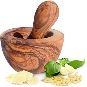 MOHA 24 Mortier avec pilon en bois d'olivier, fait à la main avec bord naturel, mortier de cuisine durable pour herbes et épices (Ø 12 cm) - Publicité MOHA 24 Mortier avec pilon en bois d'olivier, fait à la main avec bord naturel, mortier de cuisine durable pour herbes et épices (Ø 12 cm) - Publicité