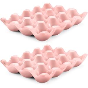 Flexzion Lot de 12 coquetiers en céramique Plateau à œufs en porcelaine Conteneur de rangement pour réfrigérateur Support décoratif de service Présentoir pour comptoir 2 packs (Rose) - Publicité Flexzion Lot de 12 coquetiers en céramique Plateau à œufs en porcelaine Conteneur de rangement pour réfrigérateur Support décoratif de service Présentoir pour comptoir 2 packs (Rose) - Publicité