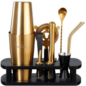BARMINGO Boston Shaker Cocktail Kit 11 Pièces, Volume de 825 ML, Noir Or Shaker Cocktail INOX avec Support et Accessoires de Bar Set Barman Cocktail Shaker Kit Cocktail Professionnel - Publicité BARMINGO Boston Shaker Cocktail Kit 11 Pièces, Volume de 825 ML, Noir Or Shaker Cocktail INOX avec Support et Accessoires de Bar Set Barman Cocktail Shaker Kit Cocktail Professionnel - Publicité
