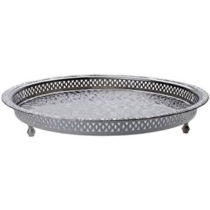 Marrakesch Plateau de Service Marocain en laiton argenté Nadia 37cm Rond Petit Plateau décoratif de Table de Thé Design oriental Plat pour bougie antidérapant Décoration de Maison de Chambre orientale - Publicité Marrakesch Plateau de Service Marocain en laiton argenté Nadia 37cm Rond Petit Plateau décoratif de Table de Thé Design oriental Plat pour bougie antidérapant Décoration de Maison de Chambre orientale - Publicité