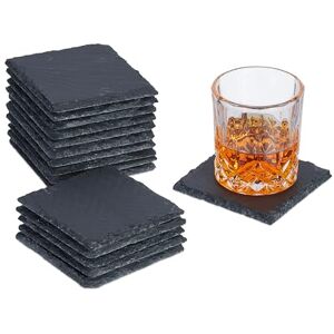 Relaxdays Dessous de Verre, Lot de 16, sous-Verres carrés, 10x10 cm, pour Boissons, raclette, en Ardoise, Anthracite - Publicité Relaxdays Dessous de Verre, Lot de 16, sous-Verres carrés, 10x10 cm, pour Boissons, raclette, en Ardoise, Anthracite - Publicité