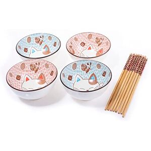lachineuse Coffret 4 Bols Chat Japonais ⌀ 11cm Bols à Riz, Petit Déjeuner & Soupe Vaisselle Japonaise en Porcelaine Avec Baguettes Maneki Neko Porte Bonheur Cadeau Déco Kawaii Japon - Publicité lachineuse Coffret 4 Bols Chat Japonais ⌀ 11cm Bols à Riz, Petit Déjeuner & Soupe Vaisselle Japonaise en Porcelaine Avec Baguettes Maneki Neko Porte Bonheur Cadeau Déco Kawaii Japon - Publicité