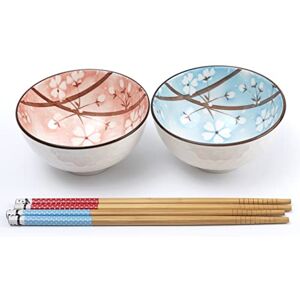 lachineuse Coffret 2 Bols Japonais Fleurs de Cerisier Sakura ⌀ 11cm Blancs, Rose & Bleu Bols à Riz, Soupe 2 Paires de Baguettes Bol Asiatique Japon Cadeau Vaisselle Japonaise - Publicité lachineuse Coffret 2 Bols Japonais Fleurs de Cerisier Sakura ⌀ 11cm Blancs, Rose & Bleu Bols à Riz, Soupe 2 Paires de Baguettes Bol Asiatique Japon Cadeau Vaisselle Japonaise - Publicité