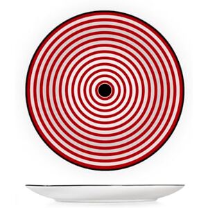 H&H Bruno Barbieri, Collection Nomad Lot de 6 assiettes plates, diamètre 27 cm, blanc et rouge, avec cercles concentriques, bord noir, en porcelaine, lavables au lave-vaisselle et au micro-ondes - Publicité H&H Bruno Barbieri, Collection Nomad Lot de 6 assiettes plates, diamètre 27 cm, blanc et rouge, avec cercles concentriques, bord noir, en porcelaine, lavables au lave-vaisselle et au micro-ondes - Publicité