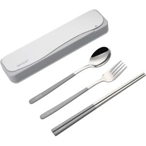 DEVICO Ustensiles de voyage avec étui, ustensiles de camping en acier inoxydable 18/8, ensemble de couverts réutilisables et portables pour boîte à déjeuner, comprend fourchette, cuillère, baguettes - Publicité DEVICO Ustensiles de voyage avec étui, ustensiles de camping en acier inoxydable 18/8, ensemble de couverts réutilisables et portables pour boîte à déjeuner, comprend fourchette, cuillère, baguettes - Publicité