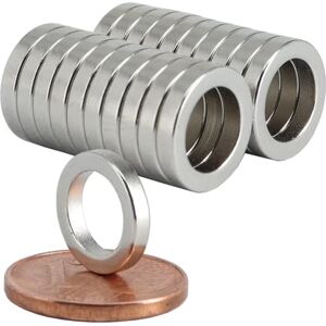 Magnet-Kauf Lot de 20 anneaux magnétiques en néodyme N52, extra puissants, avec trou de 7,4 mm, anneau rond de 11 x 2 mm, disques plats et ronds - Publicité Magnet-Kauf Lot de 20 anneaux magnétiques en néodyme N52, extra puissants, avec trou de 7,4 mm, anneau rond de 11 x 2 mm, disques plats et ronds - Publicité