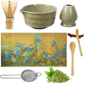 DUBUOZA Matcha Kit,8 Pièces Matcha Set:Bol Matcha avec Bec Verseur, Fouet en Bambou avec Support, Chashaku, Support pour Chashaku, Cuillère en Bois, Chiffon Chakin, Tamis à Matcha - Publicité DUBUOZA Matcha Kit,8 Pièces Matcha Set:Bol Matcha avec Bec Verseur, Fouet en Bambou avec Support, Chashaku, Support pour Chashaku, Cuillère en Bois, Chiffon Chakin, Tamis à Matcha - Publicité