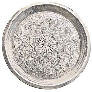 ecosoul Fairtrade Plateau décoratif en Aluminium Style Indien 48 cm de diamètre, Plaque argentée Indienne Ronde - Publicité ecosoul Fairtrade Plateau décoratif en Aluminium Style Indien 48 cm de diamètre, Plaque argentée Indienne Ronde - Publicité