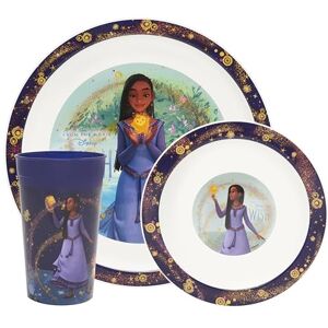 Disney Wish Lot de 3 assiettes et bols pour enfants avec tasse - Publicité Disney Wish Lot de 3 assiettes et bols pour enfants avec tasse - Publicité