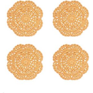 Phantomon Lot de 4 napperons ronds en dentelle au crochet faits à la main, 10,2 cm (jaune gingembre) - Publicité Phantomon Lot de 4 napperons ronds en dentelle au crochet faits à la main, 10,2 cm (jaune gingembre) - Publicité
